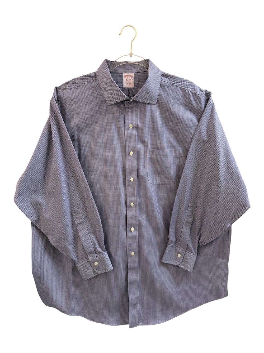 BROOKS BROTHERS, Men’s Size 18-34, Blue & Red Non-Iron Micro-Check Madison Shirt